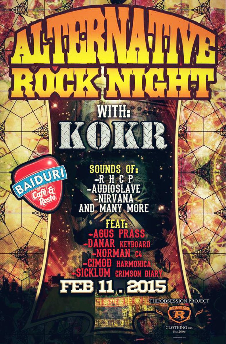>> #Acara Alternative Rock Night with <a href="/kokr_rock/">KOKR</a>  11 Feb 15 at <a href="/baiduri_cafe/">BAIDURI CAFE</a> Malang  .