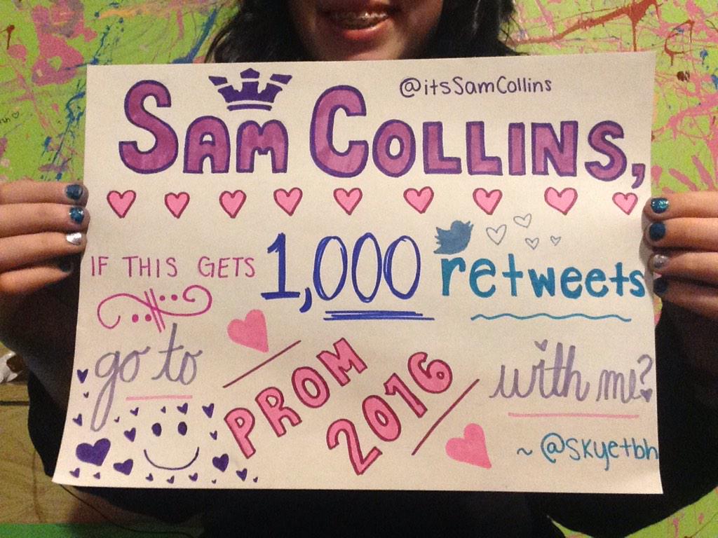 CodysDaydream's tweet photo. @itsSamCollins
Sam Collins, I live in upstate NH 3 hours away. If this gets 1k rts, be my prom date next year? 👑 http://t.co/dz3uqdsobh