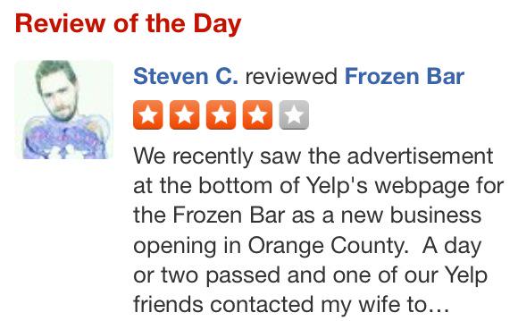 YelpOC's tweet photo. http://t.co/SzmVVxjV8t Steven C's #ROTD tells of #gelato stuffed #donuts aka the #fronuts from @frozenbar! http://t.co/x8gMyQlK6F