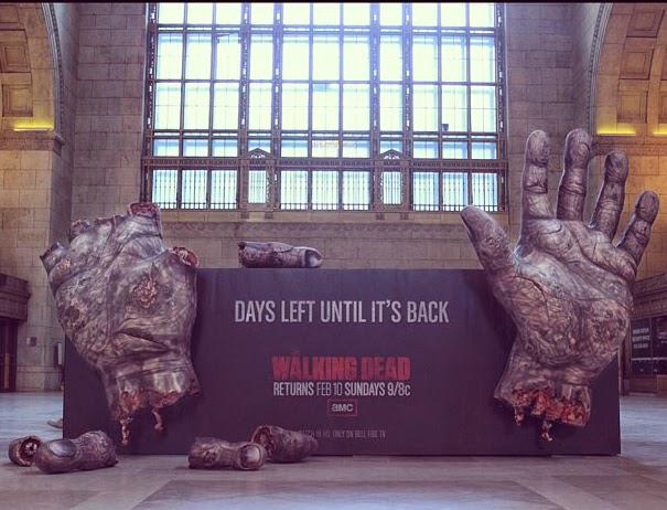 TapslayerAlice's tweet image. Love this creative #TheWalkingDead display! They cut out fingers as countdown for the premiere! #zombies #Tapslayer