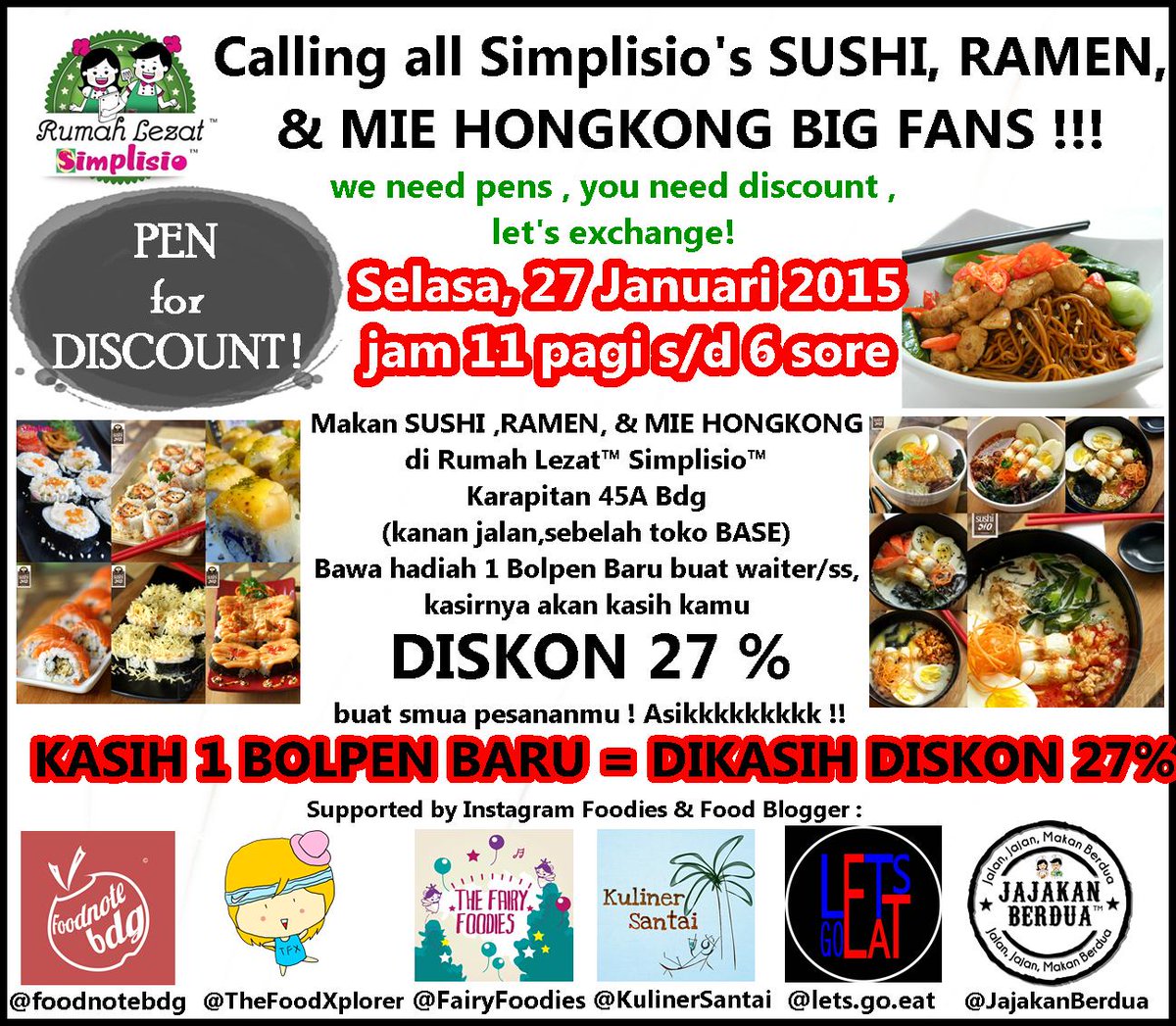 #SimplisioPenForDiscount BESOK dalam 7 jam acara promo,mau berkali2 pake diskonnya jg gpp,asal beda pulpen&amp;transaksi!