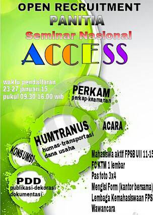 andrhaidarafi's tweet photo. Ayo daftar gaess, tmbah experience kpanitiaanmu di "ACCESS" @PSIKOLOGIUII14 @KomunikasiUII14 @HI_UII14 @FPSB_UII http://t.co/oXoenqjlak