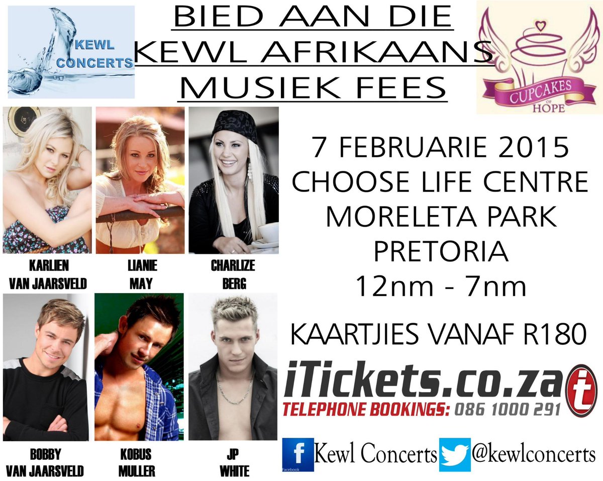 iTickets - bit.ly/1qtCcVv <a href="/ilanamablush/">Ilana MaBlush</a> <a href="/SusanBotha1/">Susan Botha</a> <a href="/RiaanGrobler/">Riaan Grobler</a> <a href="/Afr_Lirieke/">MusiekLiriek Fabriek</a> <a href="/Tshwane_Beeld/">Tshwane Beeld</a> @sone_php