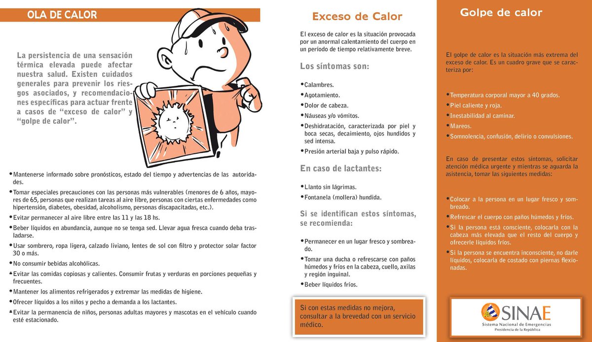 sinae_oficial's tweet photo. A tener en cuenta durante olas de calor (fragmento de la Guía Familiar para la Reducción del Riesgo del SINAE). http://t.co/jIpE0fKSn2