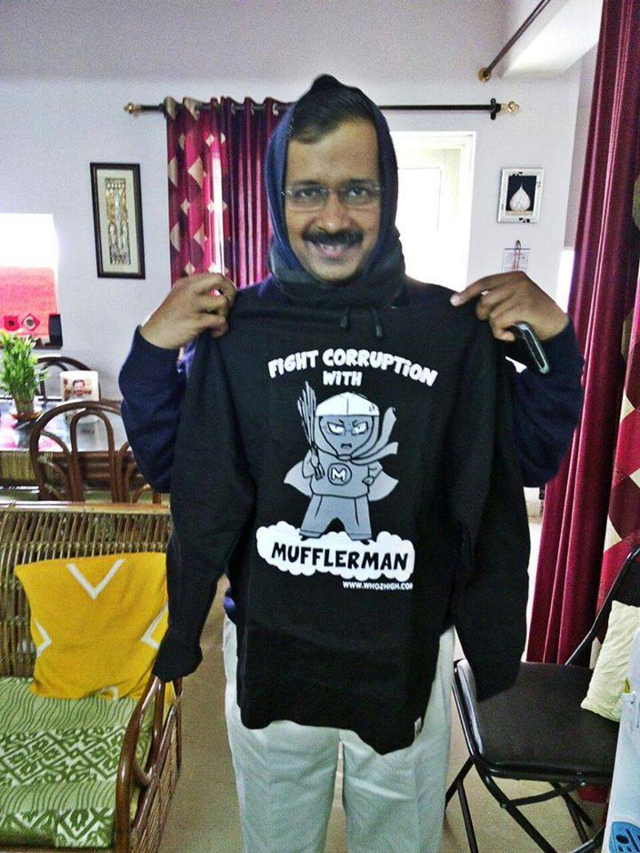 whozhigh's tweet photo. @AamAadmiParty, Muffler Man himself flaunting the hoodie! http://t.co/TyaywivjjL