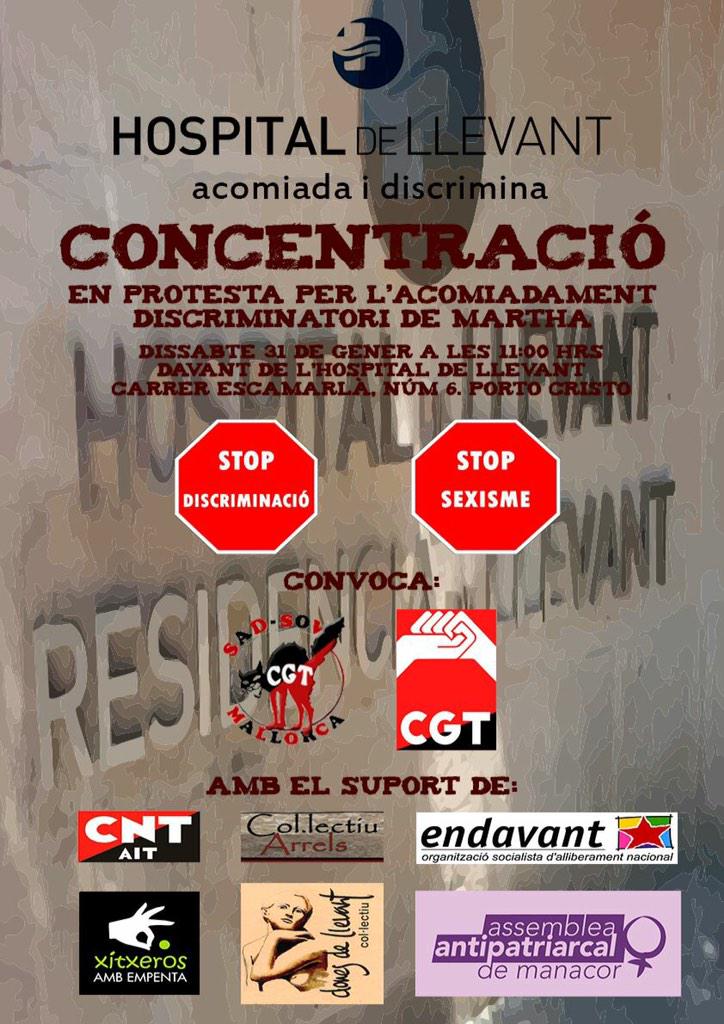 Concentraci&oacute; davant de l'Hospital de Llevant (31-01-15)