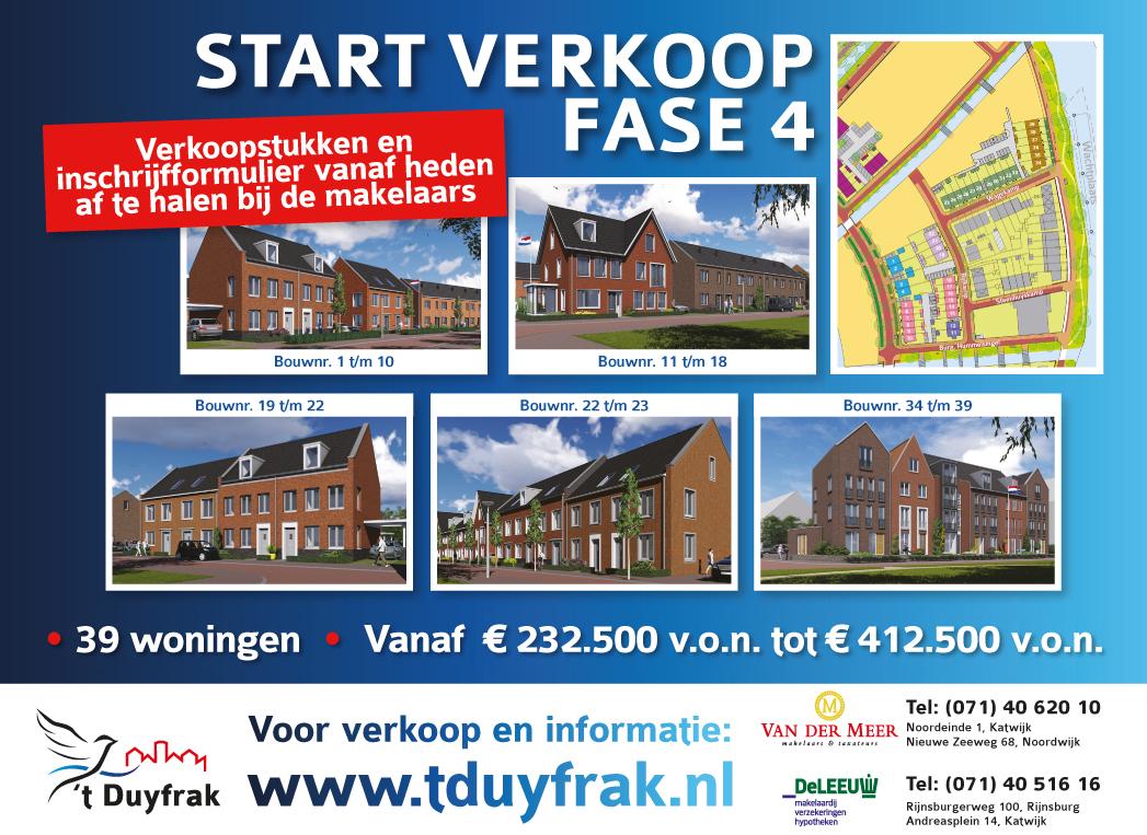 Start verkoop 39 woningen fase 4 'tDuyfrak.