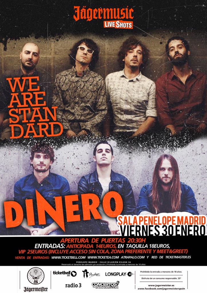 SalaMonMadrid's tweet photo. WAS+ DINERO

Horarios viernes:

20:00h apertura de puertas
20:45h-22:00h @dineromusic 
22:15h -23:30h @wearestandard http://t.co/WrdXrczTKP