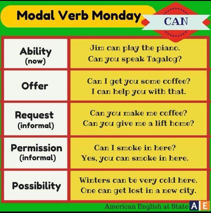 carlyshield's tweet image. Modal Verb Monday - CAN
#LearningEnglish #ModalVerb