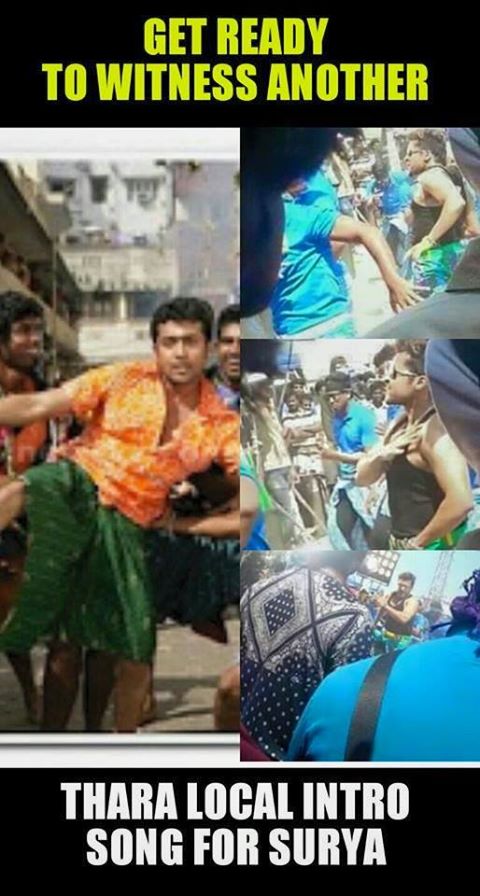 KollywoodTroll's tweet photo. Get ready to witness #Suriya in his pakka local look in intro song after #Ayan 😁😁👌 #TherikudhuMasss http://t.co/kcMQkyLyBT