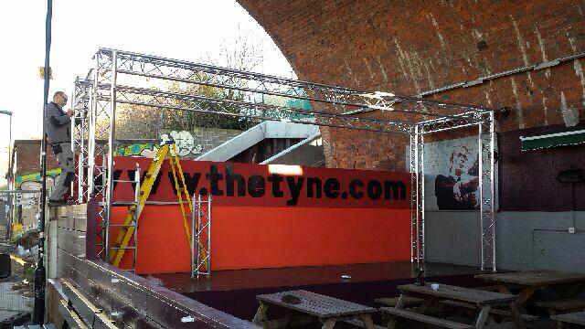 thetynebar's tweet image. Our new lighting gantry under construction - the better to see our great free gigs on the outdoor stage! #Newcastle