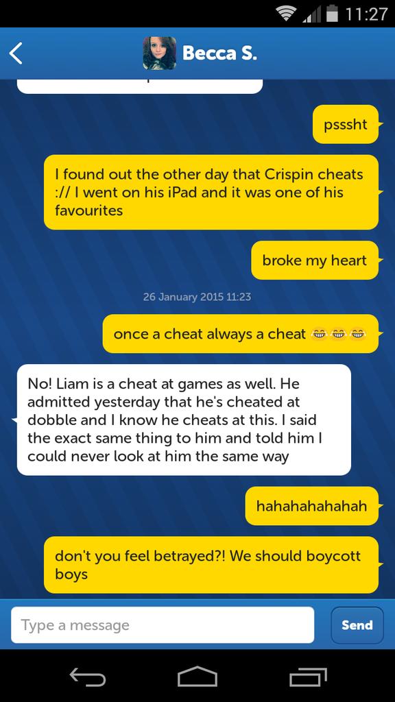 RachelTols's tweet photo. Once a cheat always a cheat with games ehy @Becca_Suth #boyssuck http://t.co/6aZJlAUh7x