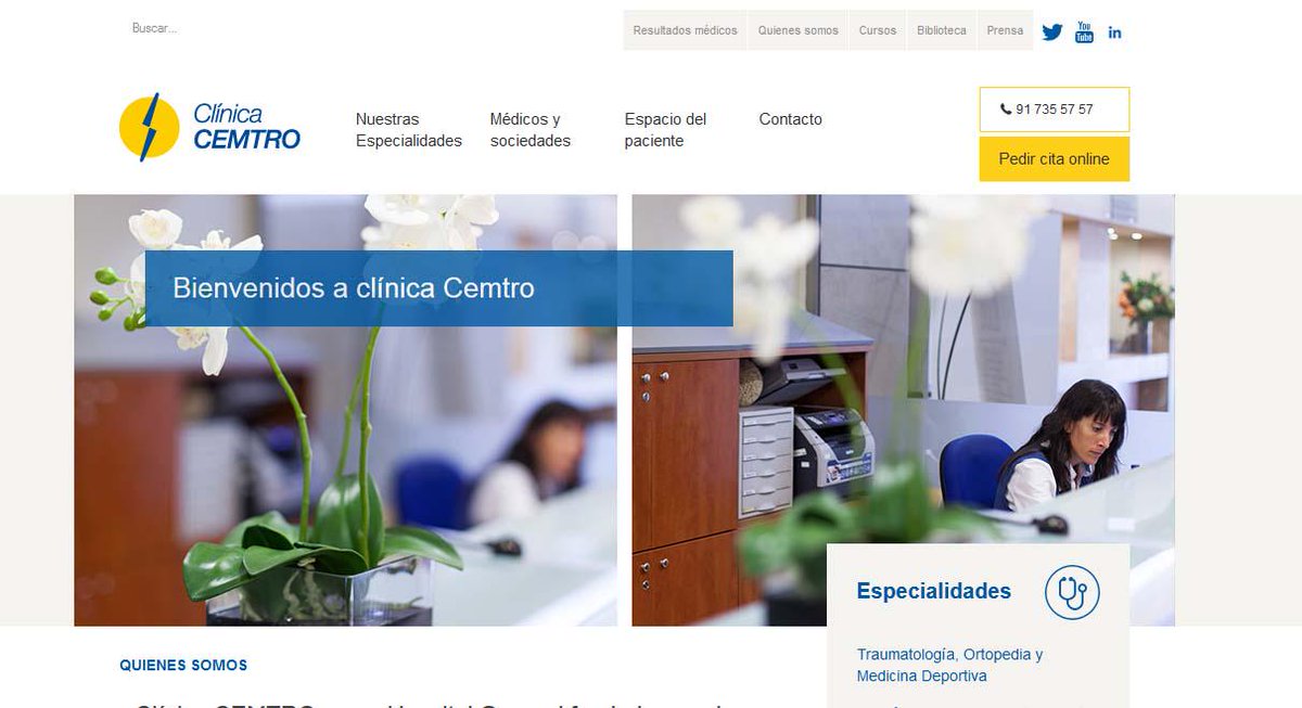 ClinicaCEMTRO's tweet photo. ¡Ya tenemos nueva web! Recorre, entre otras, nuestra nueva sección de especialidades! http://t.co/MiUdckLdn2 http://t.co/EglOikXS6N
