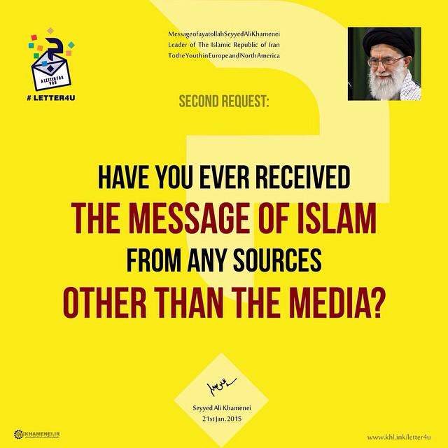 leaderkhamenei's tweet photo. Message of Ayatollah Khamenei
To the Youth in Europe and North America
http://t.co/H4oOEPRGel
#letter4u #USA #Message http://t.co/Lo0NtVEJBq