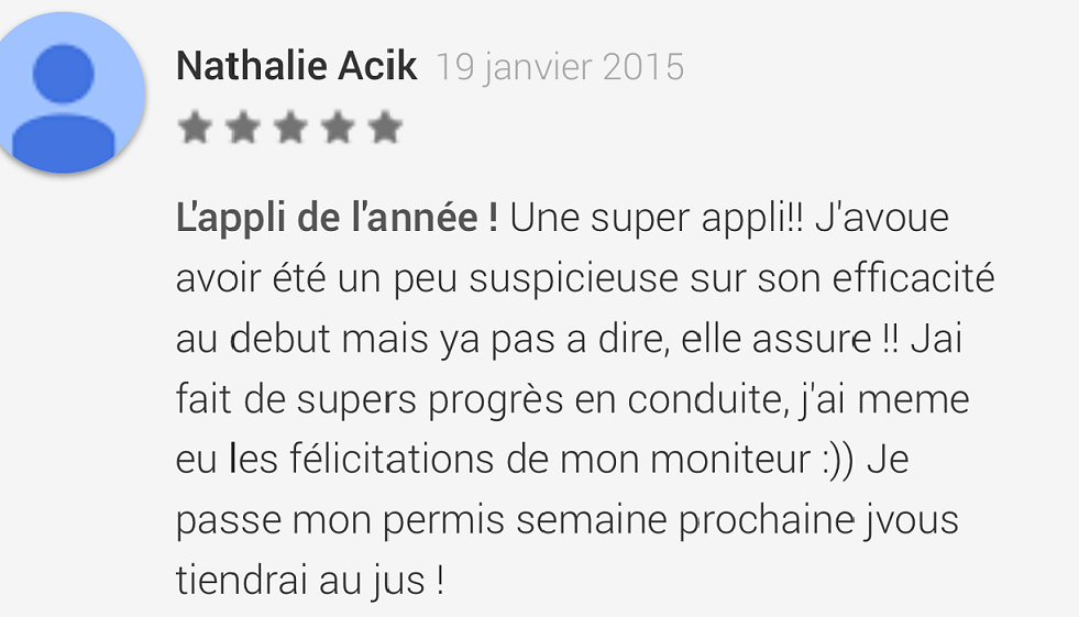 Les premiers utilisateurs de "J'apprends à conduire" passent le permis !
affaire à suivre...