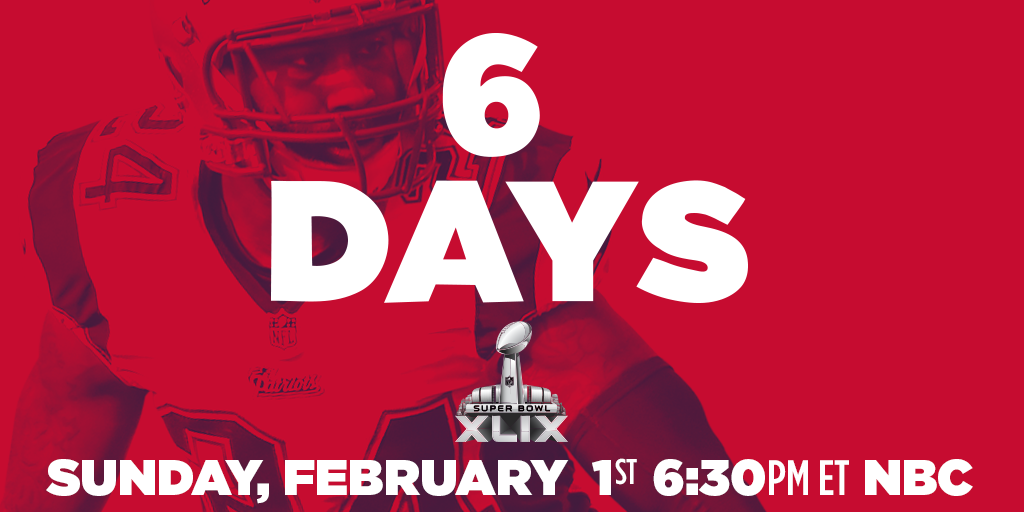 NFL's tweet photo. 6 DAYS!! #SB49 http://t.co/oLuHk0h3kv