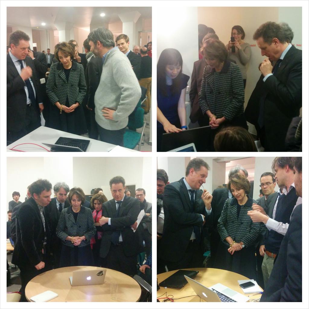 Etalab's tweet photo. La ministre @MarisolTouraine passe de table en table à la rencontre des porteurs de projets #HackDDS http://t.co/J8lWJdgrwu