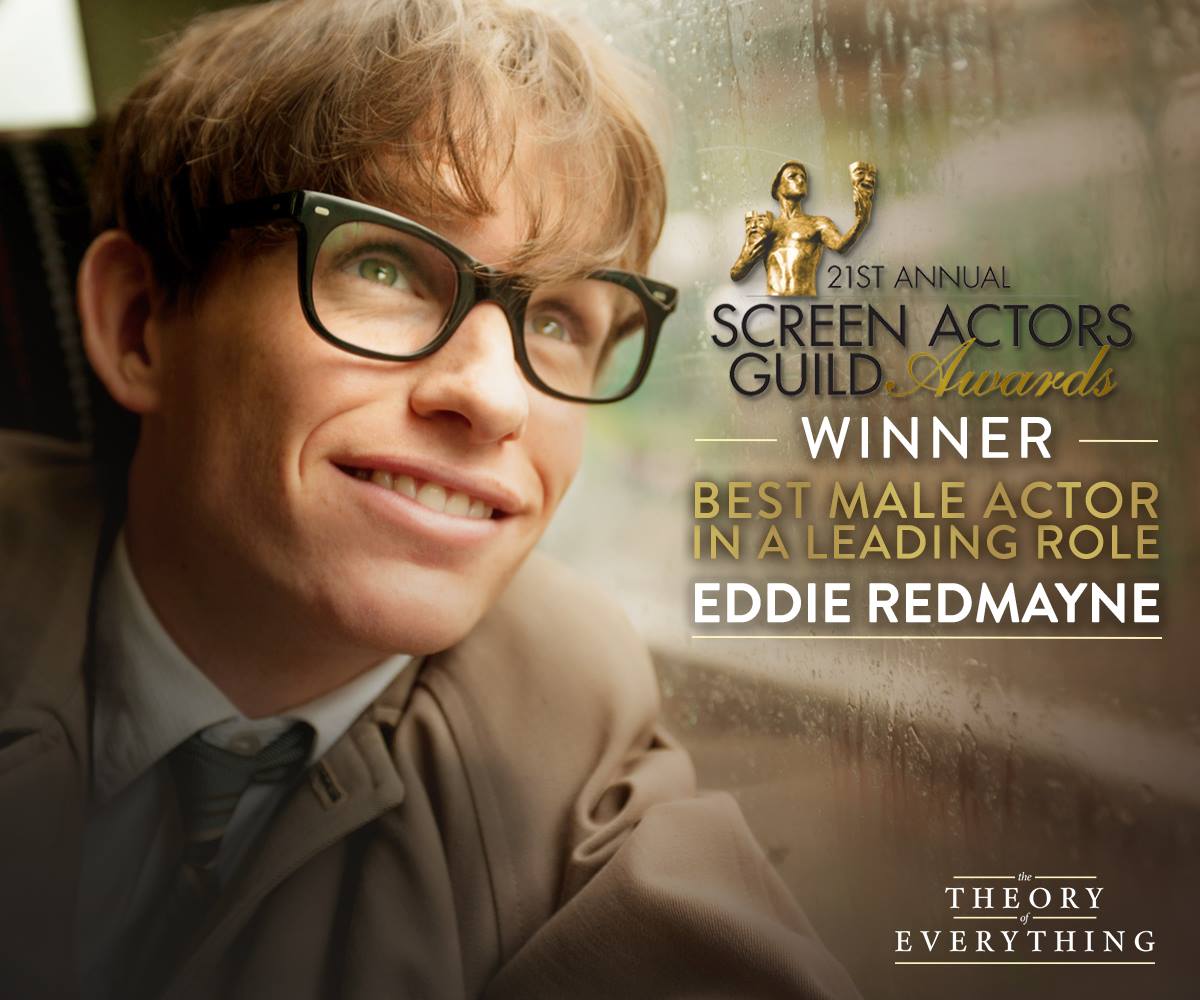 Universal All-Access (@uniallaccess) on Twitter photo Congratulations to Eddie Redmayne on his <a href="/SAGawards/">SAG Awards®</a> win for Best Male Actor
#TheoryofEverything on Blu-ray & DVD 2/17 Congratulations to Eddie Redmayne on his <a href="/SAGawards/">SAG Awards®</a> win for Best Male Actor
#TheoryofEverything on Blu-ray & DVD 2/17