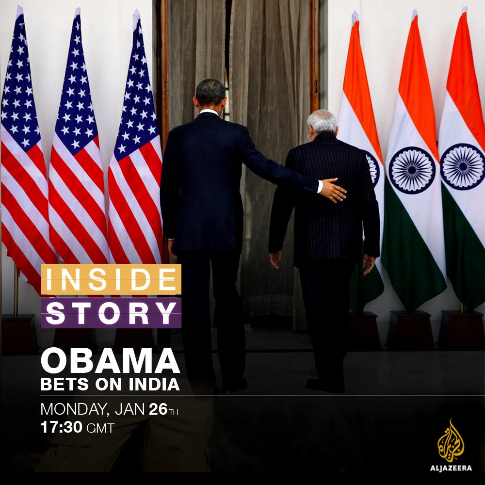 AJEnglish's tweet photo. .@AJInsideStory looks at how strengthening U.S.-India ties could affect relations across Asia. Watch at 17:30 GMT http://t.co/VMhPnye4HN