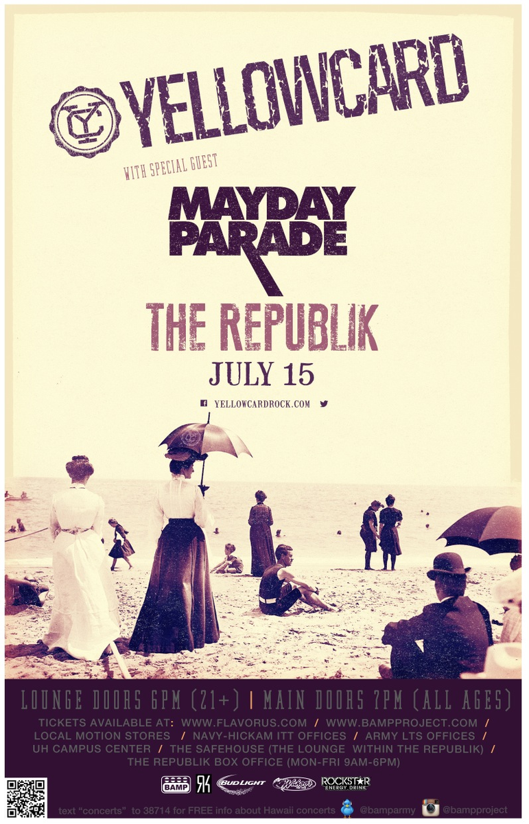 maydayparade's tweet photo. Hawaii! We are coming to Honolulu to play with @Yellowcard at The Republik on July 15th!

Tickets on sale FRIDAY! http://t.co/q449uWlfbq
