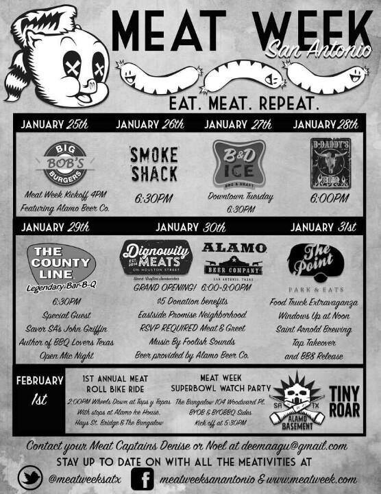 SA2020's tweet photo. #MeatWeekSA is underway! MT @meatweeksatx: Here's the #MeatWeek schedule! http://t.co/QEoeaud0M5