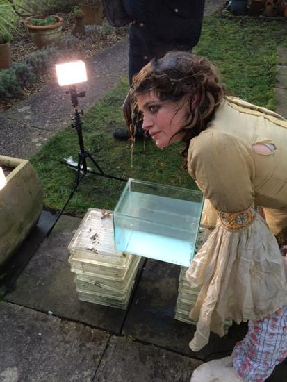ProvincialsBand's tweet photo. Day eight!! Gratuitous discomfort to our lead actor and true star, Ms Polly Perry. #DIALW http://t.co/OdLsJnbXom