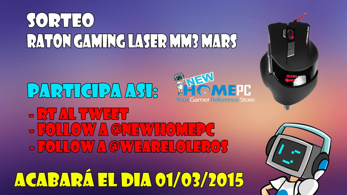 WeAreLoleros's tweet image. ¡NUEVO SORTEO RATON MM3 GAMING!
PARA PARTICIPAR:
- RT AL TWEET.
- FOLLOW @NewHomePc
- FOLLOW @WeAreLoleros
¡SUERTE!