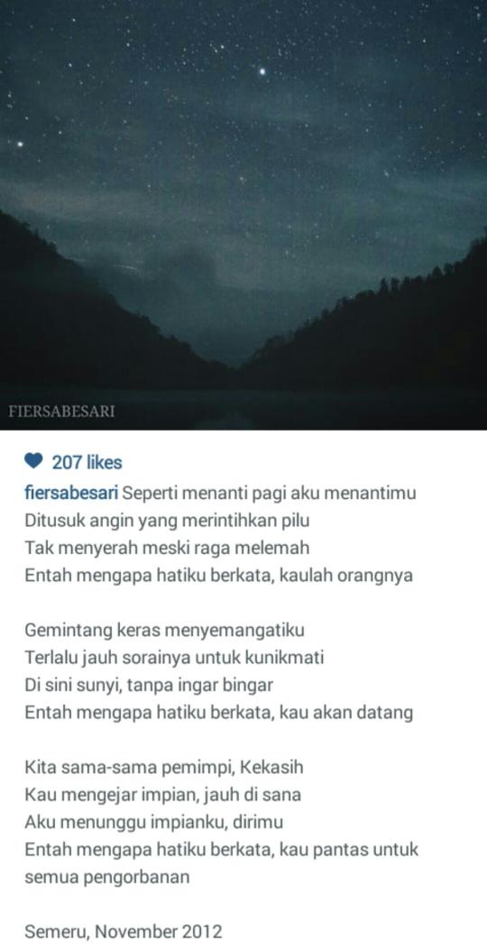 FiersaBesari's tweet photo. Entah mengapa hatiku berkata, kau pantas untuk semua pengorbanan http://t.co/gWKbR05ww1