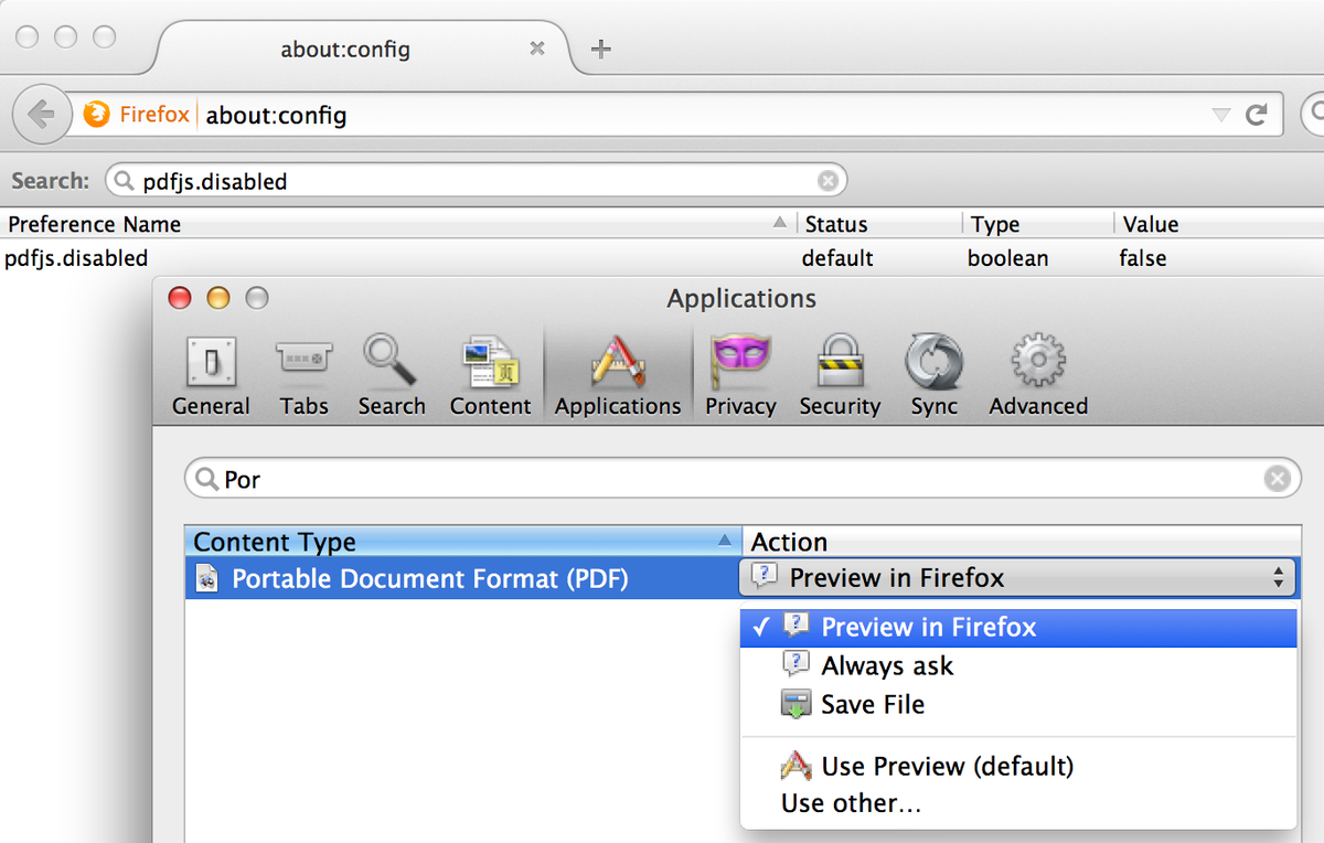 pdfjs's tweet photo. @cartazio FF PDF Viewer is enabled by default in new profiles. Make sure Prefs…⇒Apps⇒PDF set to "Preview in FF" http://t.co/EeJSUwCqew