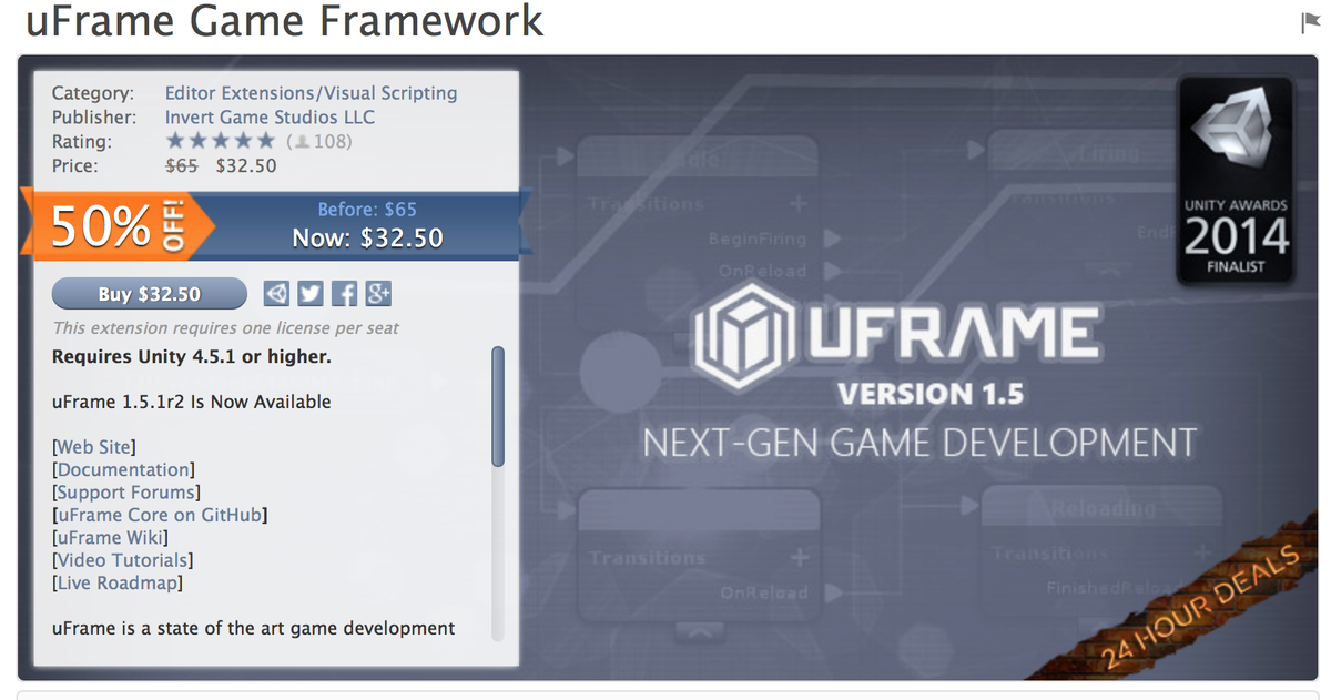 InvertStudios's tweet photo. @unity3d @UnityAssetStore @AssetStore_JP #uFrame now 24hr SALE https://t.co/ZiW1o6wCH8 #madewithunity #assetstore http://t.co/qv002dV8xq