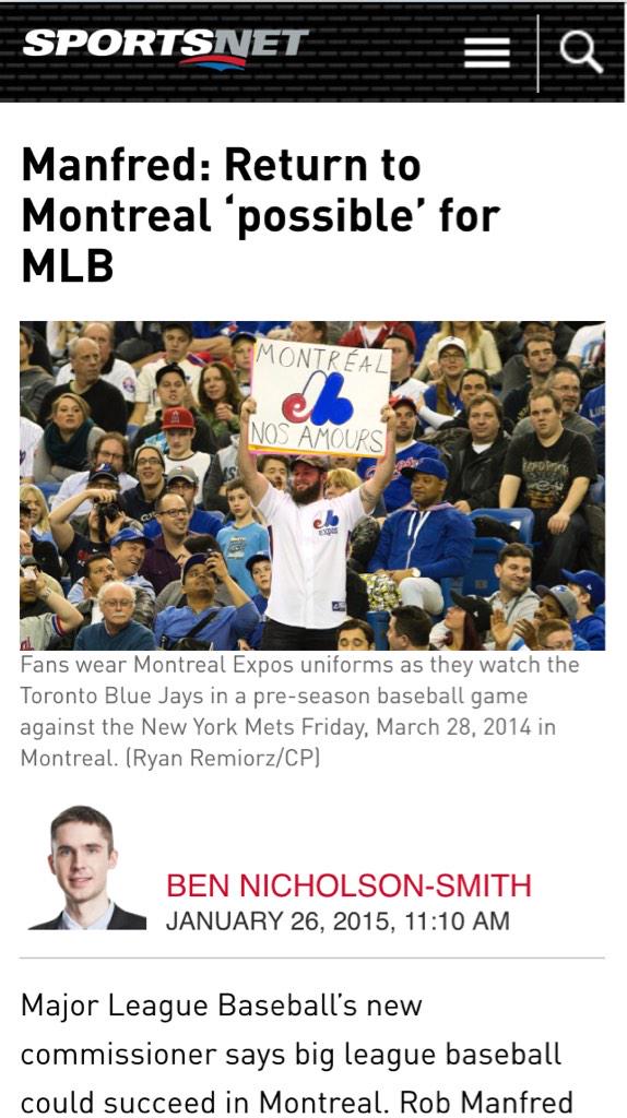 Montreal Expos ⚾️ on X: MLB commissioner Rob Manfred says a return to  Montreal is possible   / X