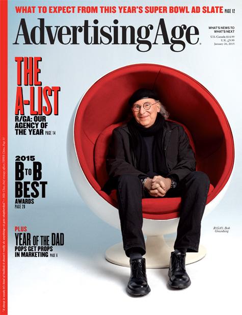 adage's tweet photo. On our cover this week: Bob Greenberg of R/GA - Ad Age's 2015 Agency of the Year. #photography by @StephanieDiani http://t.co/nquxNheFu6