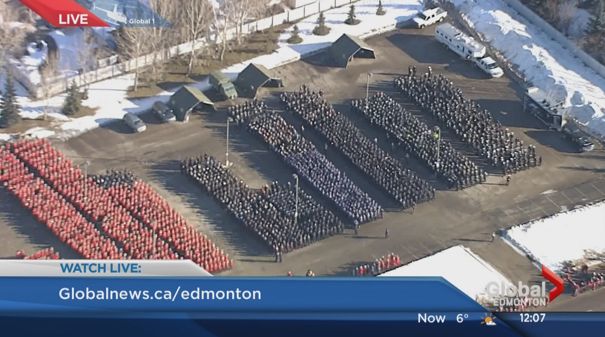 BoyerMichel's tweet photo. Jaw-dropping images from the #RCMP #Wynn funeral in #StAlbert #WearRed @GlobalEdmonton LIVE: http://t.co/O84rGRQzio http://t.co/XWKqub9YFk