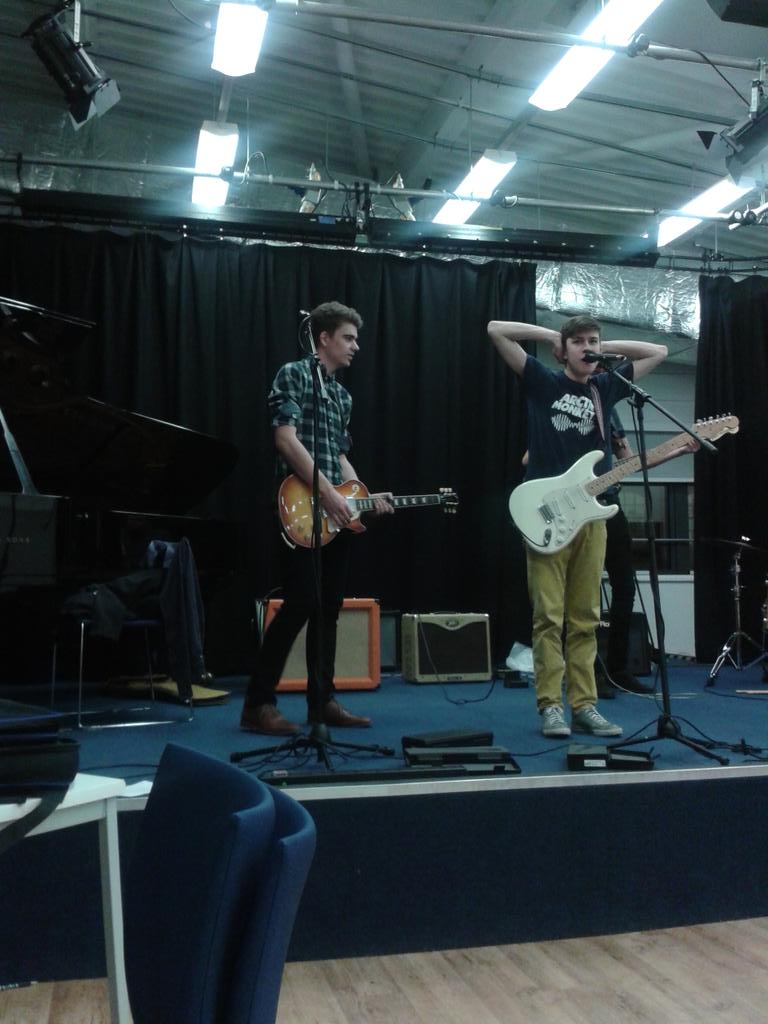 XFireOfficial's tweet photo. No rest for the wicked! Rehearsal with a drummer and a two-woman audience consisting of @asemoe93 and @RebeccaAlberts http://t.co/wdSIP2Surn