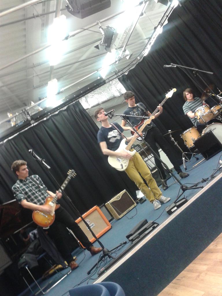 XFireOfficial's tweet photo. No rest for the wicked! Rehearsal with a drummer and a two-woman audience consisting of @asemoe93 and @RebeccaAlberts http://t.co/wdSIP2Surn