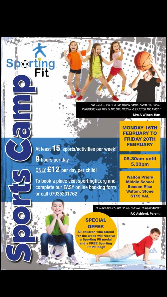 Sporting__Fit's tweet photo. Sports Camps in Stoke, Stone, and Stafford during Feb school holidays! Taking bookings now! http://t.co/0Nj9y0G4vC