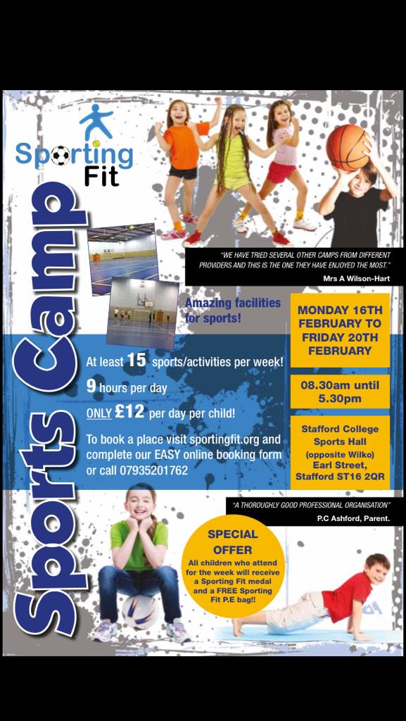 Sporting__Fit's tweet photo. Sports Camps in Stoke, Stone, and Stafford during Feb school holidays! Taking bookings now! http://t.co/0Nj9y0G4vC