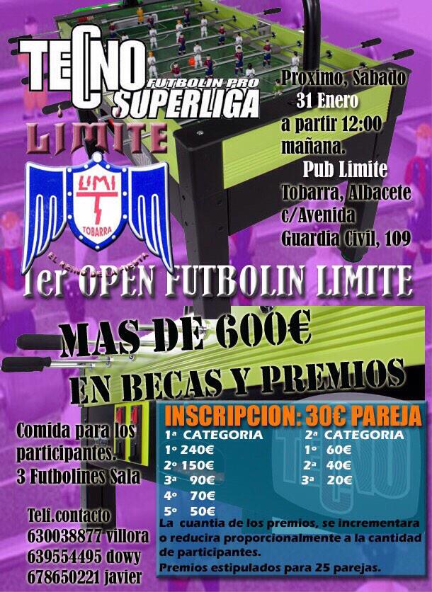Todo preparado para celebrar el 1 open limite de futbolines techno