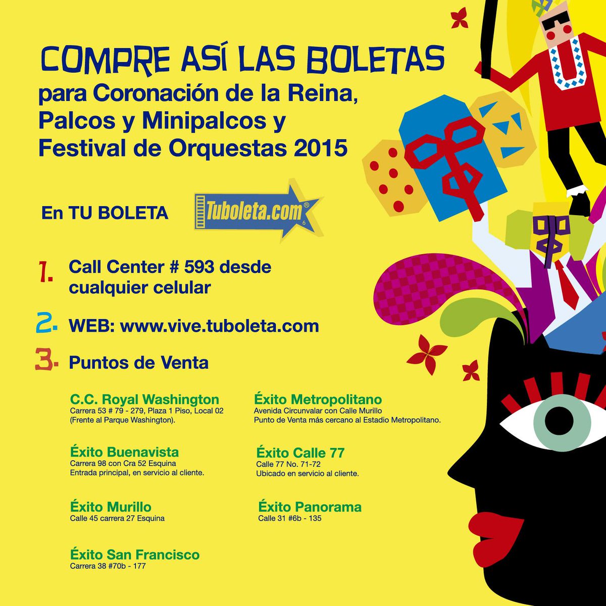 Carnaval_SA's tweet photo. No deje de comprar las entradas a nuestros eventos en los puntos autorizados de @TuBoletaNews en Barranquilla http://t.co/pLUTyV0Zgj