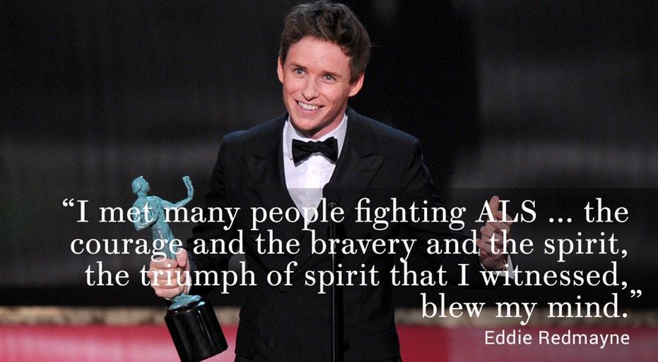 Eddie Redmayne dedicates his Screen Actors Guild Award to those fighting #ALS #MND around the world.