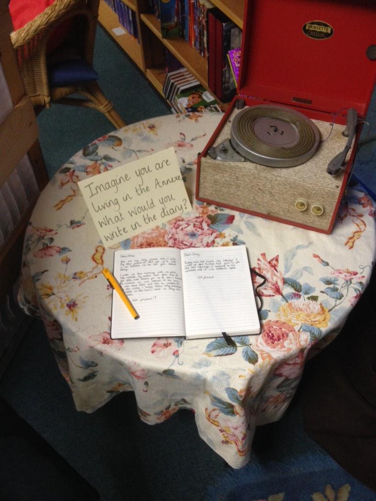 TowerEng's tweet photo. Exploring what life might have been like for Anne Frank. @Zebrasclass writing their own diary http://t.co/c1wTWyk5G2
