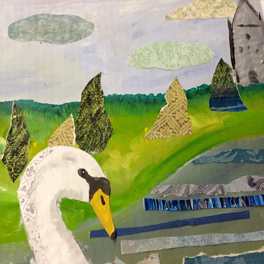 ArtBase's tweet photo. Acrylic/ collage inspired by stratford upon Avon today at ArtBase http://t.co/pAmeCszDaz