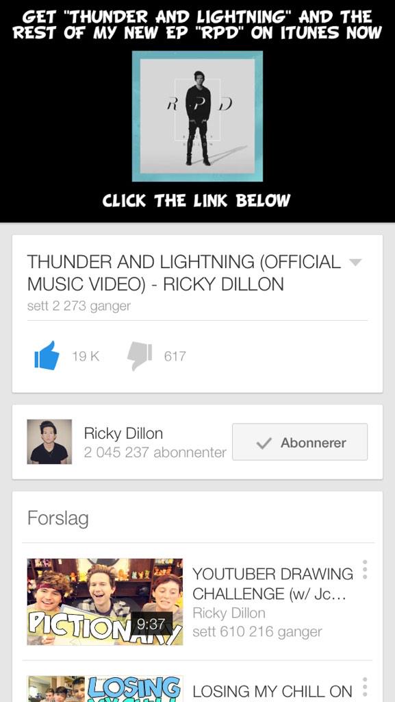 martine_ulvik's tweet photo. @RickyPDillon #WatchThunderAndLightning #BuyRPDOniTunes 
Give the video a thumbs up!!💗💗
Love u @RickyPDillon ❤️❤️ http://t.co/lvMIB1Nxmz