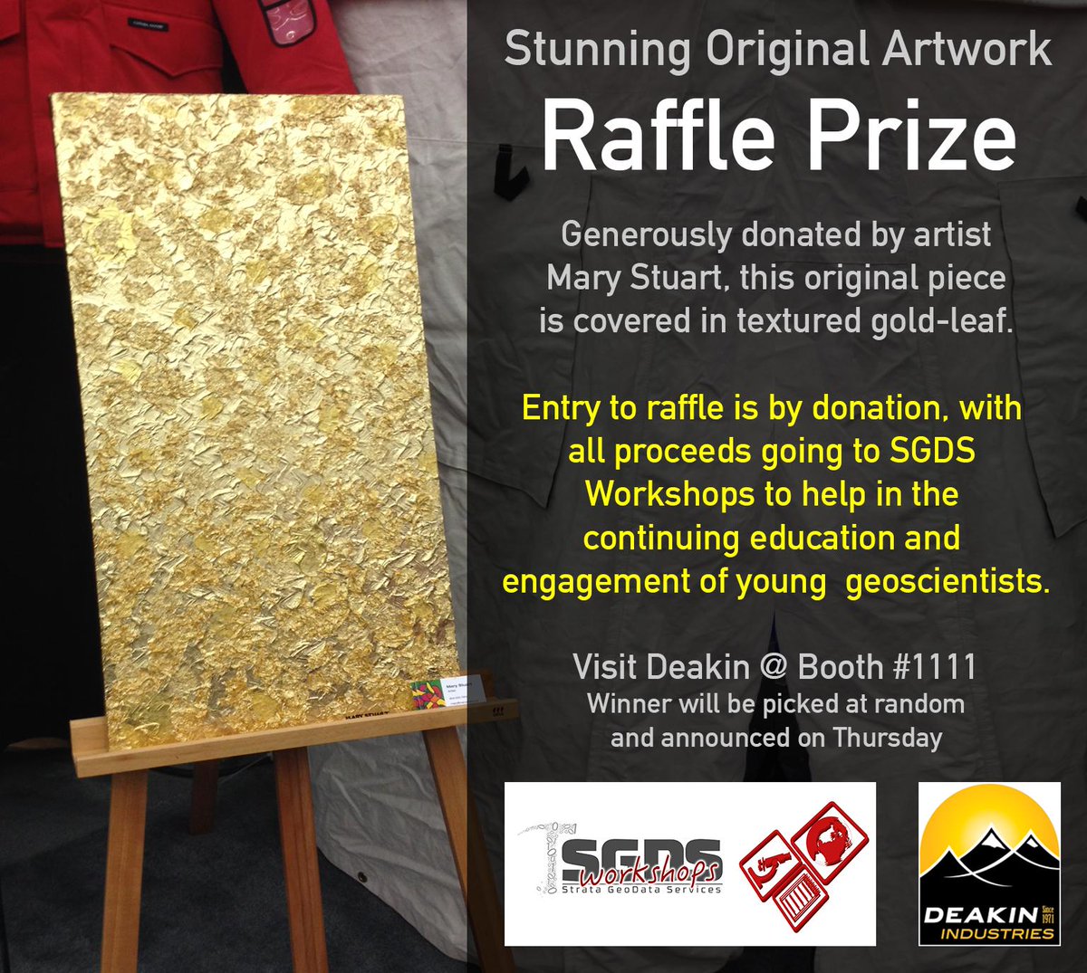 StrataGeoData's tweet image. Win beautiful #gold original artwork @ #RoundUp2015 - raffle by donation, all proceeds to @StrataGeoData Workshops
