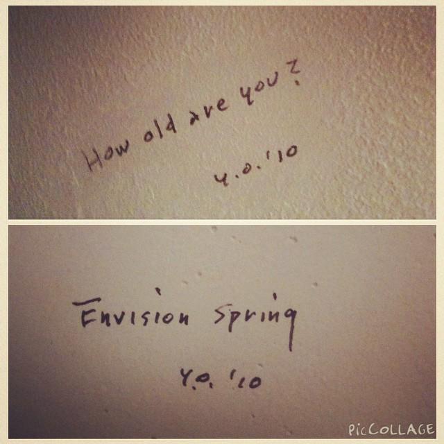 mayomartinCNA's tweet photo. Random #YokoOno scribblings on walls at #MOMA in 2010 #verytiny #mustsquint http://t.co/QOHeUtzZrx
