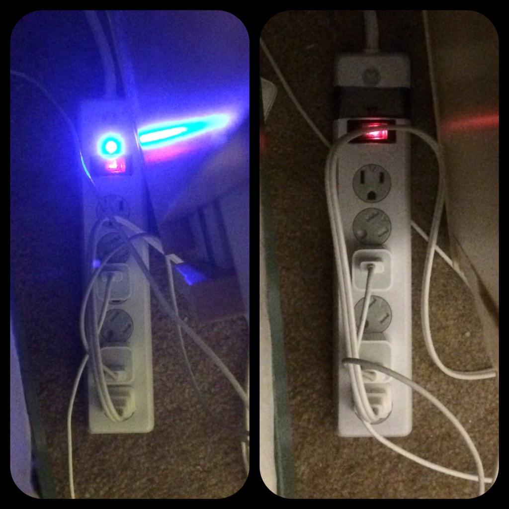 Five_Sparrows's tweet image. @generalelectric why the unnecessary, blinding light on this surge protector? #designissue #electricaltapefix