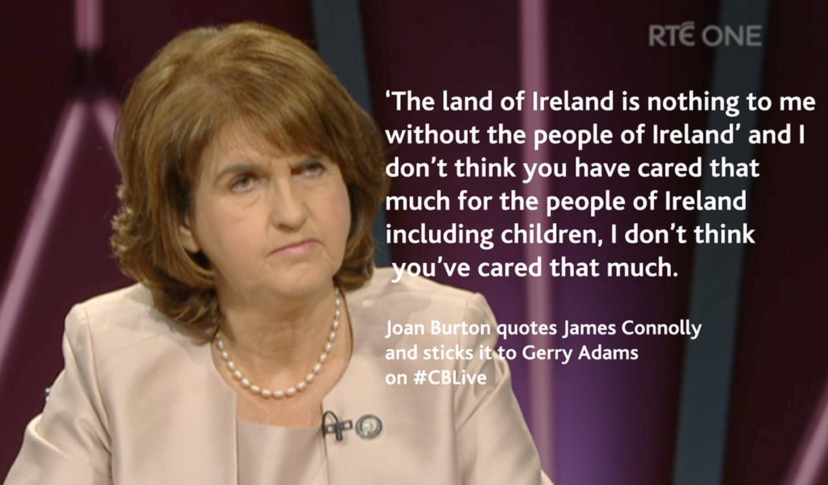 labour's tweet photo. The Tánaiste Joan Burton quotes James Connolly and sticks it to Gerry Adams on #CBlive http://t.co/KqppkZciIP