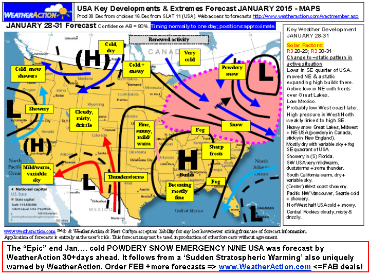 Piers_Corbyn's tweet photo. RT http://t.co/pQCEnyO9KL LR WARNED #DisplacedPolarVortex #SNOWMAGEDDON2015 #BLIZZARDof2015 #USA+#BIEu GETNOW 75%OFF! http://t.co/nXki6xuac1