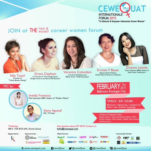 #IFQuiz - Mau tiket @CeweQuat Internationale Forum 2015 gratis? Sebutkan 2 pembicara CIF 2015! Ada 4 tiket buat kamu!