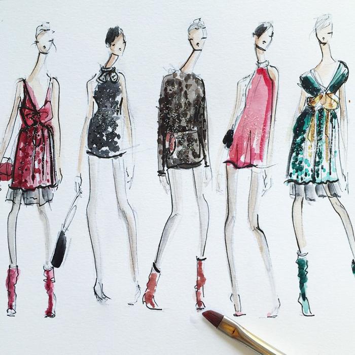 Marc Jacobs Fall16 illustrated by Sofie Nordstrøm  Moda çizimi Moda  çizimleri Moda tasarımı